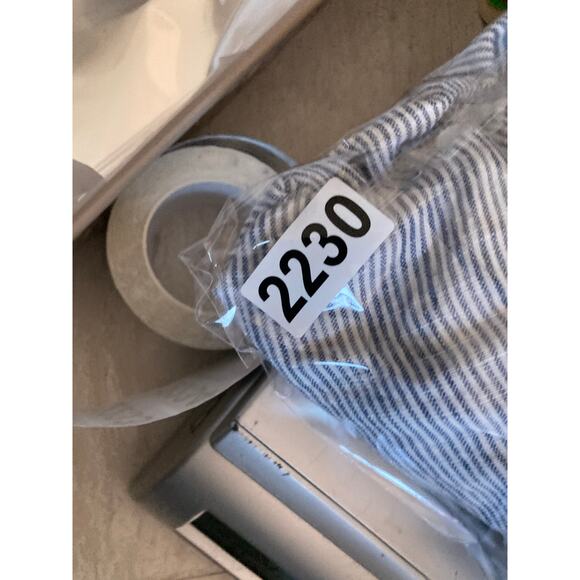 Quince Pants Large Linen Striped Cropped Pull On Stretch Straight Blue Beach - Picture 12 of 14